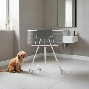 Station de douche surélevée pliable Vevor gris clair pour le toilettage des animaux de compagnie, pour chiens et chats de petite et moyenne taille - Product Image 2
