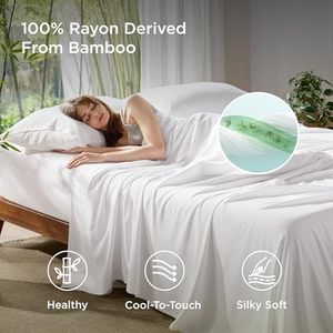Ensemble de draps en bambou respirants, absorbants l'humidité, rafraîchissants et doux pour les personnes qui ont chaud la nuit - Product Image 5