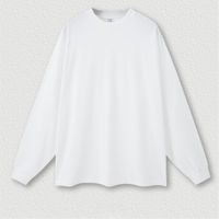 T-shirt Homme 100% Coton Épais Coupe Ample Col Rond Manches Longues Design Uni Anti-Plis Anti-Bouloches Tissu 305g