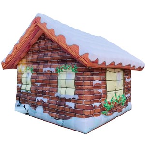 Tente d'atelier du Père Noël gonflable pour l'intérieur et l'extérieur, maison de jeu gonflable sur le thème de Noël avec toit enneigé, PVC robuste - Product Image 4