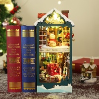 Kit de Manualidades para Casa de Muñecas Navideña, Escena de Libro en 3D de Madera, Modelo de Casa de Muñecas en Miniatura, Ensamblado a Mano con Luz LED, Decoración Festiva para Escritorio