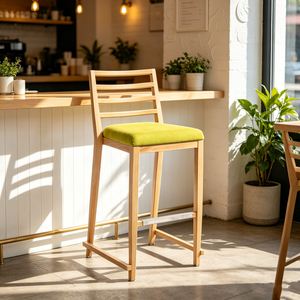 Not <b>Stackable</b> Luxury Bar <b>Chairs</b> Singer Bar Stools Wood Grain Green Cushion bar Stool Modern for Breakfast Bar - Product Image 1