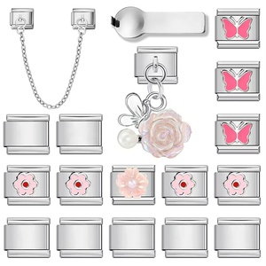 Lot de 18 pièces Ensemble d'outils combinés à motifs papillon et fleur, compatible avec les breloques italiennes et les maillons de bracelet en acier inoxydable de 9 mm, pour bracelet DIY, cadeau chrétien - Product Image 2