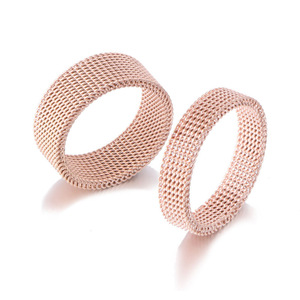<b>Titanium</b> Steel Soft Mesh <b>Ring</b> Unisex Geometric Design For Gift SA310 - Product Image 1