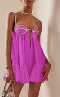 Robe mini vintage à bretelles ornées de strass, sans manches, col en V, dos nu, décontractée, pour l'été et les soirées