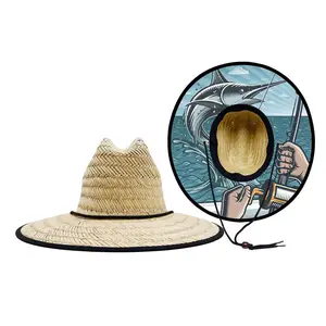 도매 여름 플로리다 보트 낚시 모자 Lifeguard 밀짚 모자 로고