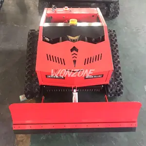 Kauçuk paletli robot çim biçme makinesi robotik çim biçme makinesi mini bahçe uzaktan kumanda çim biçme makinesi 24V 225CC ile kar küreği