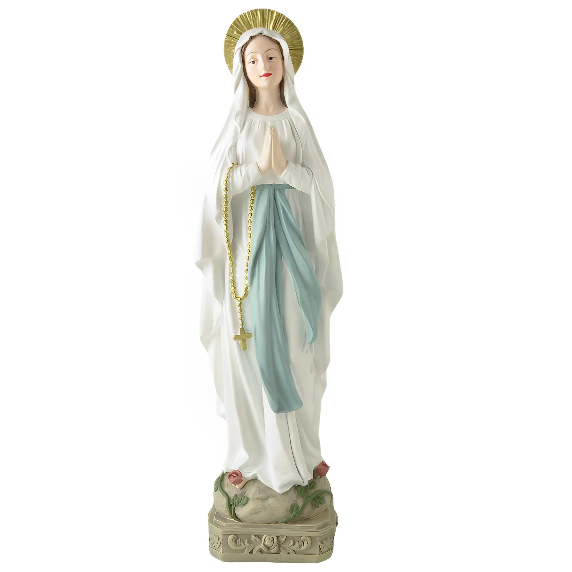 Patung wanita putih Resin tersedia patung wanita Lourdes untuk dekorasi rumah