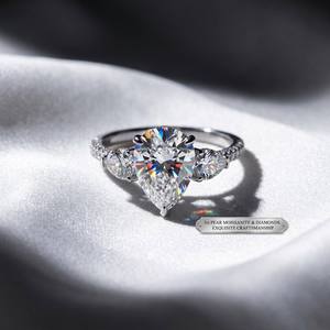 Anillo de Moissanita con Corte de Pera de 5.0ct Certificado por GRA, Plata de Ley S925, Chapado en Oro Blanco de 18K, Color <span class=keywords><strong>D</strong></span>, VVS, Anillos de Cóctel para Mujer - Product Image 2