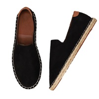 Espadrilles pour hommes à enfiler, style pêcheur, en lin et paille tressés, dessus en PU, semelle intermédiaire en jute, semelle extérieure en caoutchouc respirante