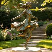 Statue de danseuse en bronze coulé sur mesure, taille réelle, moulage à la cire perdue, statue moderne, sculpture d'art de jardin extérieur, cadeau
