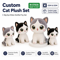 Jouet animaux en peluche chat Kawaii personnalisé grands yeux design avec remplissage en coton PP fabricant de poupées en peluche avec logo personnalisé