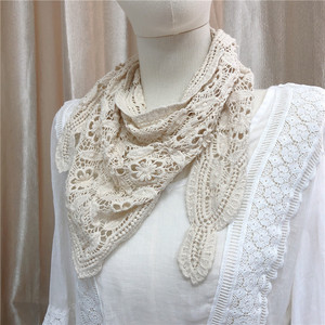 Chal de Algodón con Encaje Retro Estilo Coreano, Protector de Cuello y Hombros, Triángulo Hueco, Bufanda para Aire Acondicionado, Pañuelo Musulmán - Product Image 4