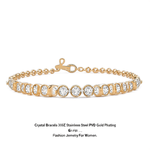 Pulsera de cristal de acero inoxidable 316L con baño de oro PVD y diamantes de imitación, joyería de moda para mujer. - Product Image 2