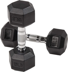 Haltères hexagonaux en fonte personnalisés, prix usine EXW, 2,5 kg-60 kg, ensemble d'haltères en caoutchouc - Product Image 1