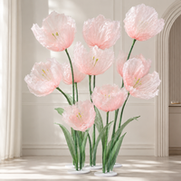 Ensemble de fleurs artificielles en plastique rose mélangées, autoportantes, pour Noël, Halloween, mariages, événements, décoration festive