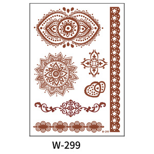 Reddish Brown Henna Temporary <b>Tattoo</b> Stickers Waterproof <b>Paper</b> Floral Geometric Indian Diwali Women Body Art - Product Image 3