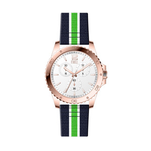 Unisex Quartz <b>Watch</b> with Metal <b>Case</b> and Colorful Nylon Strap, Fashion Casual Design for Street, Party and Daily Social Wear. - Product Image 3