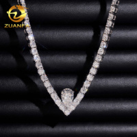 Passe Diamant Tetser 4mm 925 Argent Moissanite Tennis Chaîne De Mode Hip Hop Bijoux Moissanite Tennis Collier pour Hommes Femmes