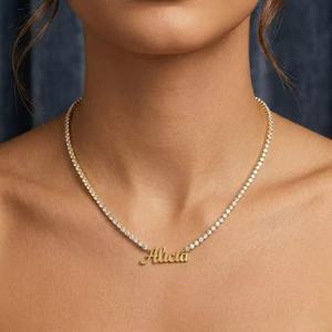 <span class=keywords><strong>Collana</strong></span> Personalizzata <span class=keywords><strong>con</strong></span> Nome Arabo in Acciaio Inossidabile <span class=keywords><strong>con</strong></span> Zirconi, Catena Tennis, <span class=keywords><strong>Targhetta</strong></span> <span class=keywords><strong>con</strong></span> Nome in Inglese Personalizzabile, Gioielli Placcati Oro 18K - Product Image 3