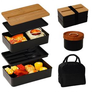 High Quality Custom Logo Reusable Bpa Free Japanese Kid Bento <b>Lunch</b> <b>Box</b> Double Layer <b>Lunch</b> <b>Box</b> With Bamboo Lid - Product Image 2