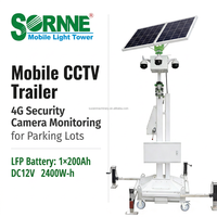SORNNE Poteau de caméra 4G avec panneau solaire 435W, tour de vidéosurveillance solaire télescopique mobile pour parking