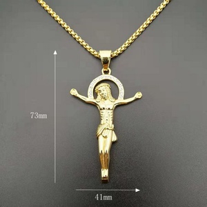 Hot Selling Crystal 18K Gold Plated Jesus Pendant Stainless Steel <b>Cross</b> Box <b>Chain</b> Religious Necklace Women Men Anniversary Gift - Product Image 5