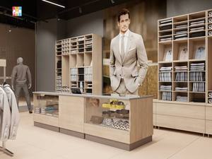 Diseño de Tienda de Ropa Masculina de Lujo, Muebles de Exhibición Personalizados, Estantes para Ropa de Negocios, Diseño de Boutique de Ropa - Product Image 5
