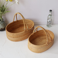 Panier de pique-nique circulaire pliable multifonction en fibre de rotin écologique, durable, fait main, pour le rangement des légumes et des fruits