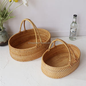 Panier de pique-nique rond pliable multifonctionnel en fibre végétale écologique durable fait à la main pour le stockage des fruits et légumes - Product Image 6