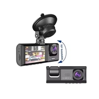 Araç İçi Kamera 3'ü 1 Arada Lens Kanallı HD 1080P Araç DVR Kamerası Araç İçi Video Kaydedici Siyah Kutu Kamera