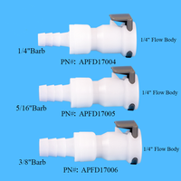 Raccord rapide tout plastique 3/8\" avec embout pour tuyau, valve intégrée, déconnexion rapide médicale, connecteur mâle pour liquide de refroidissement