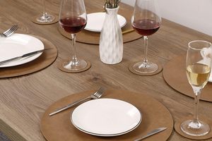 Sets de <span class=keywords><strong>table</strong></span> et sous-verres en cuir PU gaufré Jovono, imperméables et faciles à nettoyer pour la <span class=keywords><strong>table</strong></span> à manger - Product Image 5