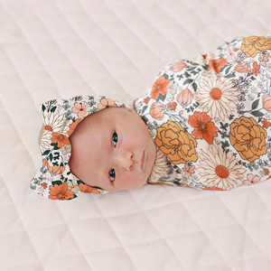 Nouveau-né doux emmailloter réception <span class=keywords><strong>couverture</strong></span> réception mousseline Swaddle chapeau ensemble <span class=keywords><strong>couverture</strong></span> bandeau <span class=keywords><strong>naissance</strong></span> bébé douche cadeau - Product Image 2