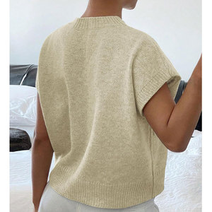 Suéter Holgado de Nuevo Estilo para Mujer, Chaleco de Punto de Color Sólido con Bordado, a la Moda - Product Image 6