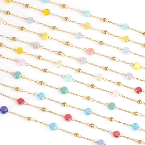 Chaîne de perles en cristal électroplaqué coloré en acier inoxydable, 4 mm, à facettes, pour la création de bijoux DIY, origine Yiwu H1633 - Product Image 3
