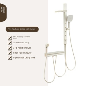 Douchette à main design simple pour salle <span class=keywords><strong>de</strong></span> bain, avec fonction <span class=keywords><strong>de</strong></span> séparation eau chaude et froide, jet supérieur, en laiton poli avec rehausseur en céramique, pour usage transfrontalier - Product Image 6