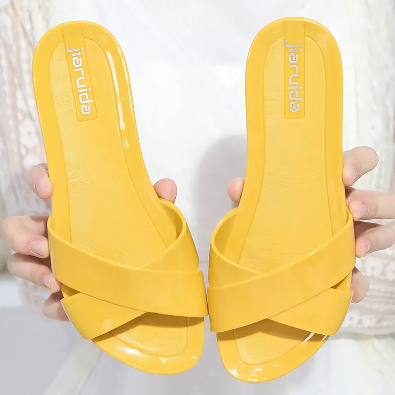 Grote Maat Chinelo Glijbaan Mode Sandales Femme Slip Op Slippers Pvc Jelly Flat Sandalen Voor Dames Dames