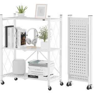 Estantes de Almacenamiento Plegables <span class=keywords><strong>con</strong></span> Ruedas, Unidad de Estantería de Gran Capacidad, Estante de Alambre de Acero Independiente, Sin Ensamblaje, Organizador - Product Image 6