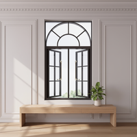 Ventanas Francesas Horizontales de Aleación de Aluminio de Alta Calidad, Estilo Retro, Insonorizadas, con Doble Vidrio Templado, para Exteriores y Baños