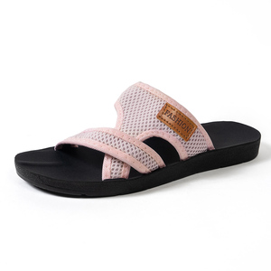 Sandales plates pour femmes, couleur unie, mode printemps, légères, confortables, dessus en maille, <span class=keywords><strong>chaussures</strong></span> décontractées d'été à bout ouvert - Product Image 4