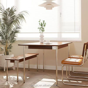 Mesa de comedor de madera maciza de estilo japonés nórdico de mediados de siglo con sillas, diseño pequeño Rectangular Medieval para uso en hoteles - Product Image 4