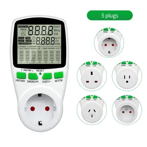 EU Power Consumption Meter/Energy Cost Meter with Digital LCD Display 7 Energy Saving Display Modes for Energy Analysers