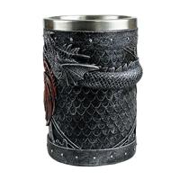 Tasse à bière en acier inoxydable avec poignée de Dragon créative, squelette, vin, résine extérieure, crâne, Stein