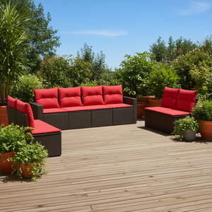 Set Divano da Esterno in Polyrattan Marrone per 8 Persone con Cuscini, Stile Contemporaneo, Design Moderno - Product Image 2