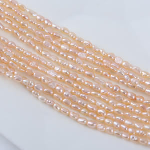 Natural Freshwater Pearl DIY Necklace <b>Bracelet</b> 3-4mm Loose Bead <b>String</b> Double-Sided Glossy Pink Potato Shape Zhuji Straight Hole - Product Image 3