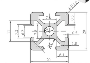 Profilé en aluminium pour fenêtre 20 mm x 20 mm, profilé en aluminium à rainure en T - Product Image 6