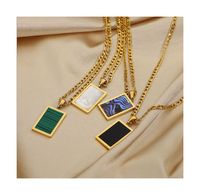 Bijouterie Fine Or 18k Pvd Abalone Malachite Onyx Mère De Coquillages Pendentif Saule Collier Plaqué Or Collier En Acier Inoxydable