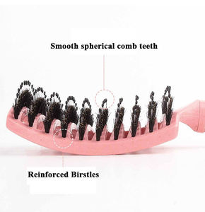 Vente chaude brosse à <span class=keywords><strong>cheveux</strong></span> de haute qualité grands peignes incurvés larges côtes fines rembourrées Nylon Design Compact poignée en paille de blé pratique - Product Image 6