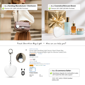 OEM tùy chỉnh USB C có thể sạc lại PURSE đèn hình trái tim cảm ứng chuyển đổi Keychain ánh sáng LED Túi xách ánh sáng - Product Image 4